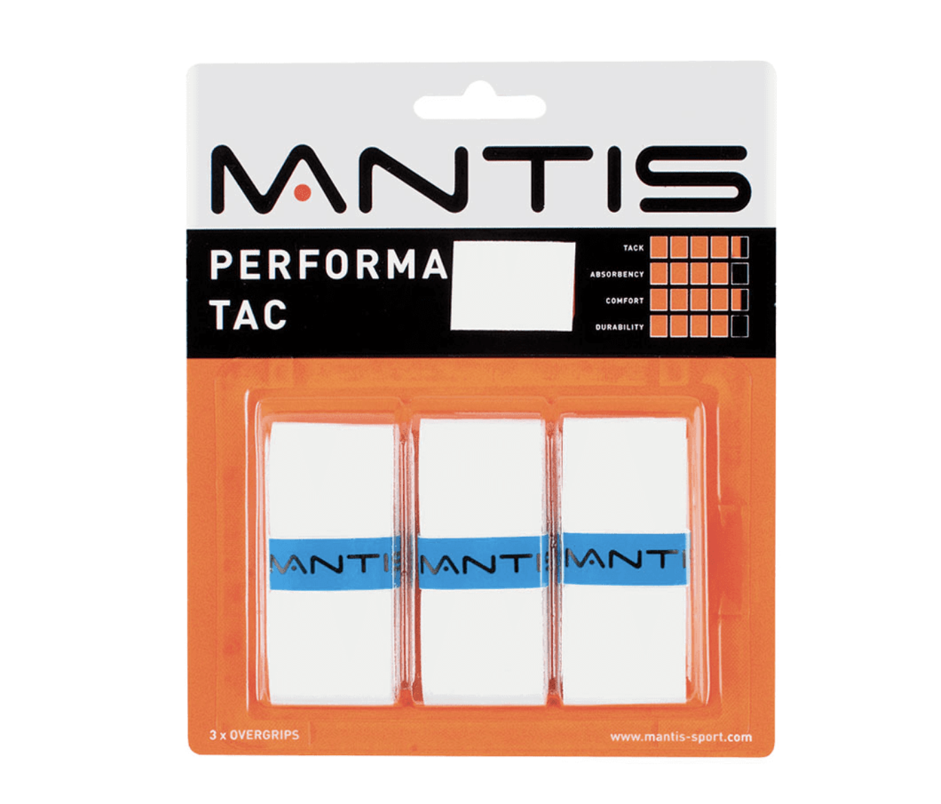Mantis Performa Tac: Pack of 3 Overgrips (White)