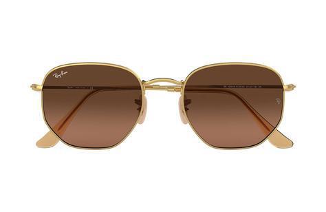 Ray-Ban RB3548N Hexagonal Flat Gold Brown Sunglasses - main image