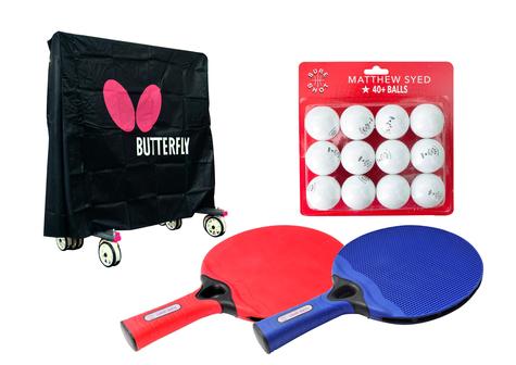 Butterfly Premium Set (2 Player) - 2 x Outdoor Bats, 12 x Balls & Table Cover (130001OD) - main image